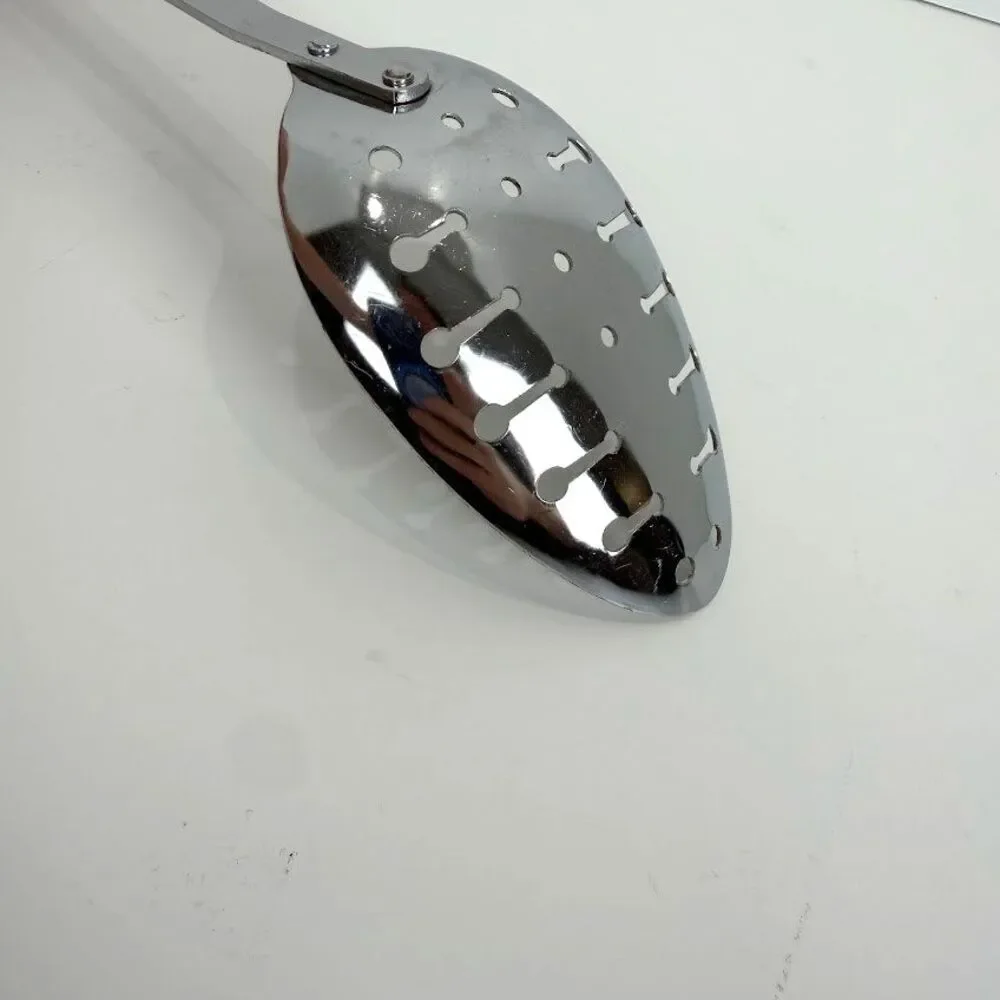 Vintage EKCO Slotted Spoon with Almond Handle, 12 Inches